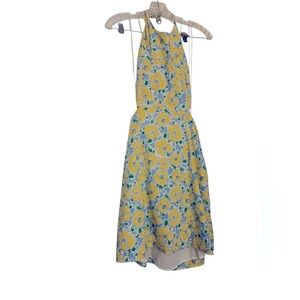 Zara Floral Yellow and Gray Halter Dress